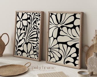 Minimal Aesthetic Black and White Art - Flower Illustration Abstractionism Artworks - Wall Art | Paper print sized 5x7 - 24x36 in