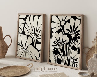 Minimal Aesthetic Black and White Art - Flower Illustration Abstractionism Artworks - Wall Art | Paper print sized 5x7 - 24x36 in