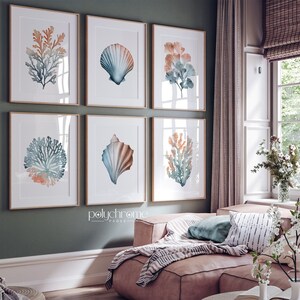 Corals and Seaweed Beachy Decor, Ocean Painting Set of Coral Reef, Coastal Master Bedroom Decor | Paper print sizes 5x7 - 24x36 in