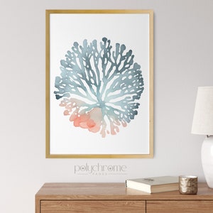 Coral Reef Drawing With Orange and Blue Gradient Ocean - Etsy