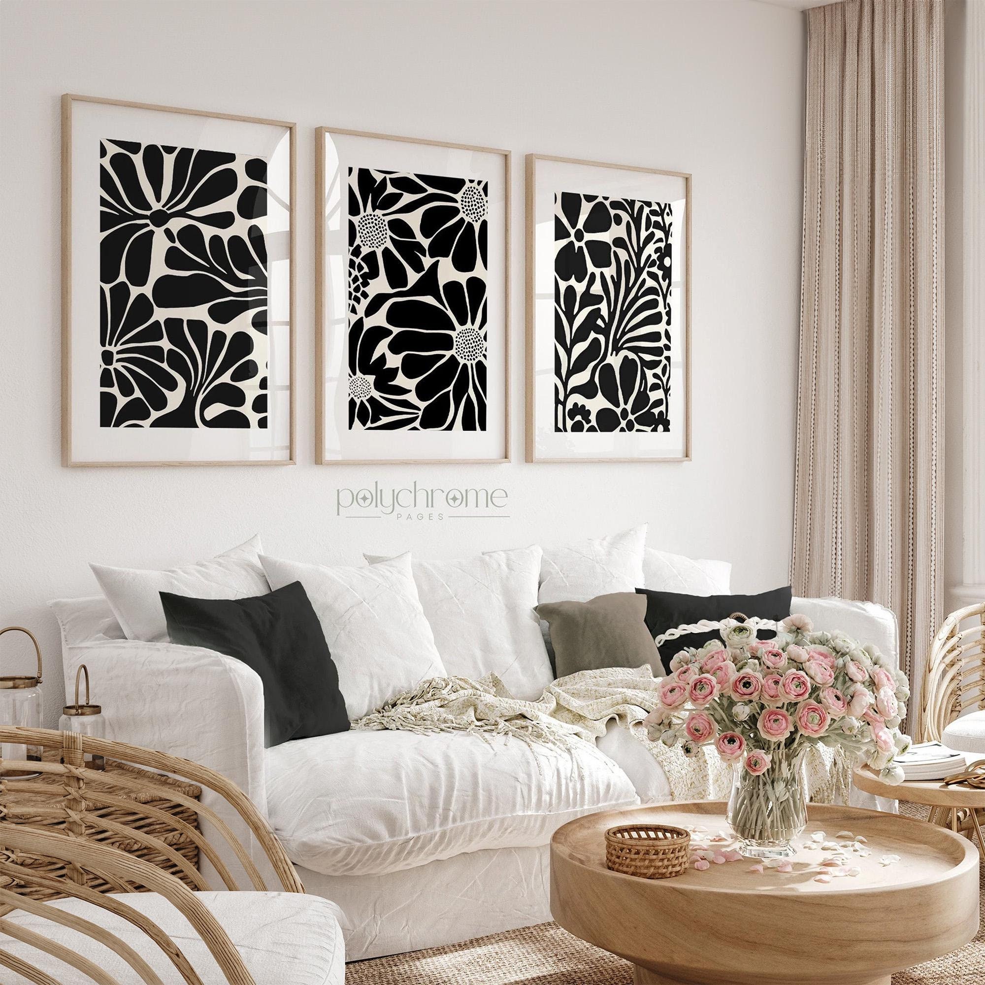 Minimal aesthetic black and white art - Flower illustration abstractionism artworks - Wall art | Thick paper, size 8.5x12 - 20x28 in – image 1