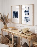 Blue and White Painted Swimsuits Lake House Art, Hale Navy Wall Art, Laundry Room Decor | Paper Print Wall Art sizes 5x7 - 24x36 in