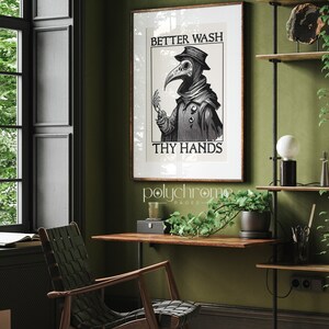 Plague doctor art - Wash Your Hands sign funny bathroom art - Medieval paintings renaissance funny art