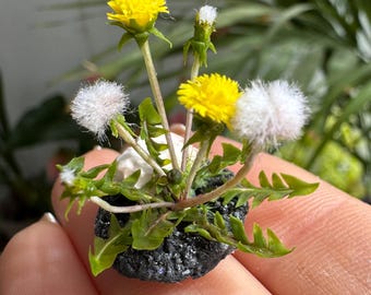 Dollhouse dandelions for garden , Scale 1/12 - TO ORDER