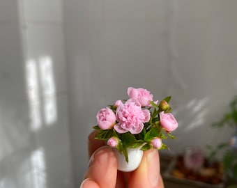 Maison de poupée rose pivoine, échelle 1/12, sur commande