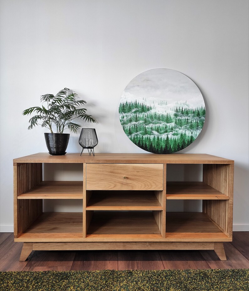 Modern Solid Oak Wood Sideboard, TV Console Table, Media Console Etsy