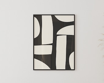 Black and White Mid-Century Modern Art Print (Digital Download)