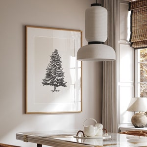 Minimalist Christmas Tree Art Print: Black and White Winter Decor (Digital Download)