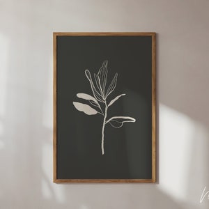 Black Botanical Wall Art, Black Modern Abstract Printable Leaf Prints, Digital Download Printable Wall Art.