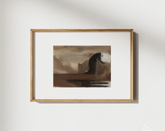 Abstract landschap schilderij neutrale moderne boerderij Art Print voor entry Wall Decor