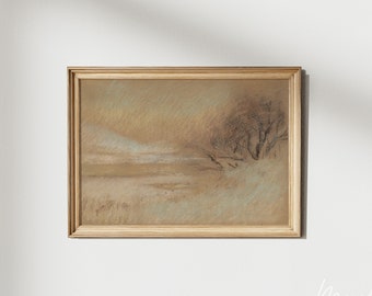 Abstract Painting Neutral Modern Farmhouse Landscape Art Print for Entry Wall Decor