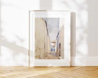 Muted Architecture Art Print Vintage Watercolor Painting Modern Farmhouse Wall Decor
