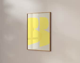 Geometrisch abstrakt Kunstdruck in Gelb: Modernes Wandbild (Digitaler Download)