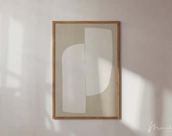 Beige Abstract Geometric Art Print: Mid-Century Modern Minimalist Decor (Digital Download)
