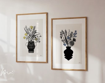 Botanical Flower Bouquet Prints Set: Wildflower Illustration (Digital Download)