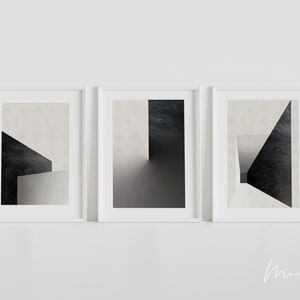 Minimalist Black and White Triptych Printable Wall Art Set of 3 Abstract Modern Wall Art Bedroom Above Bed Art Print Digital Download
