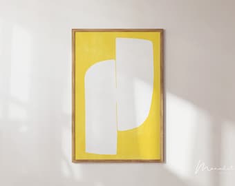Yellow Abstract Art Print: Mid-Century Modern Wall Decor (Digital Download)