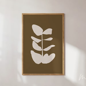 Botanical Wall Art Brown and Beige Abstract Leaf Print Minimalist Printable Wall Art Greenery Prints for Modern Farm House Decor