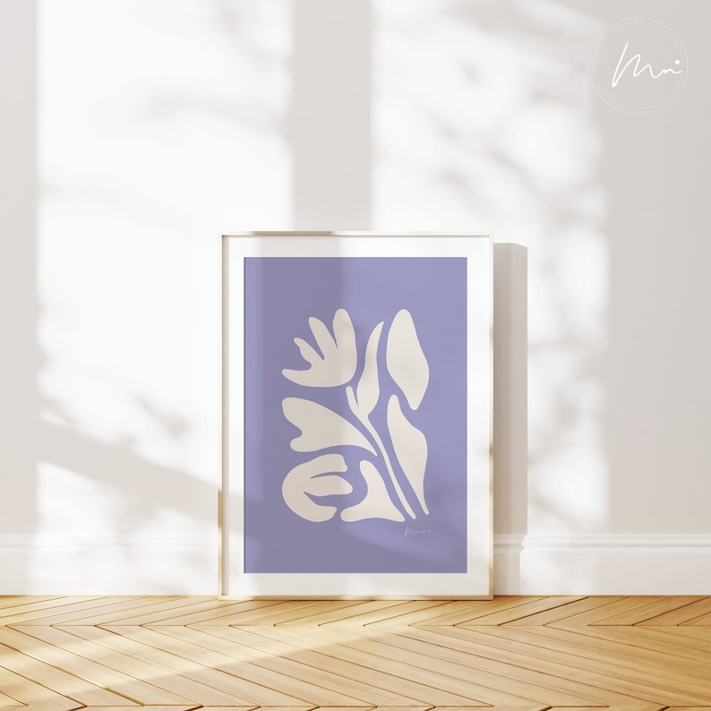 Pastel Purple Flower Wall Art Print Abstract Botanical Wall Etsy