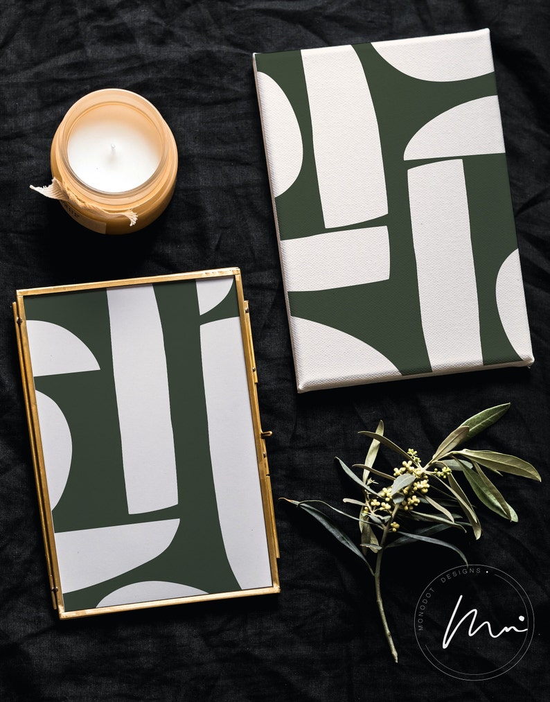 Emerald Green Modern Abstract Art Print Set of 2 Organic Etsy