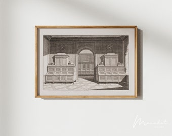 Black and White Rosenborg Castle Vintage Etching Art Denmark Travel Print Victorian home Decor