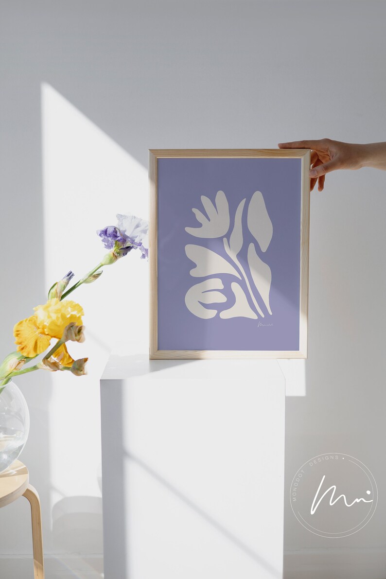 Pastel Purple Flower Wall Art Print Abstract Botanical Wall Etsy