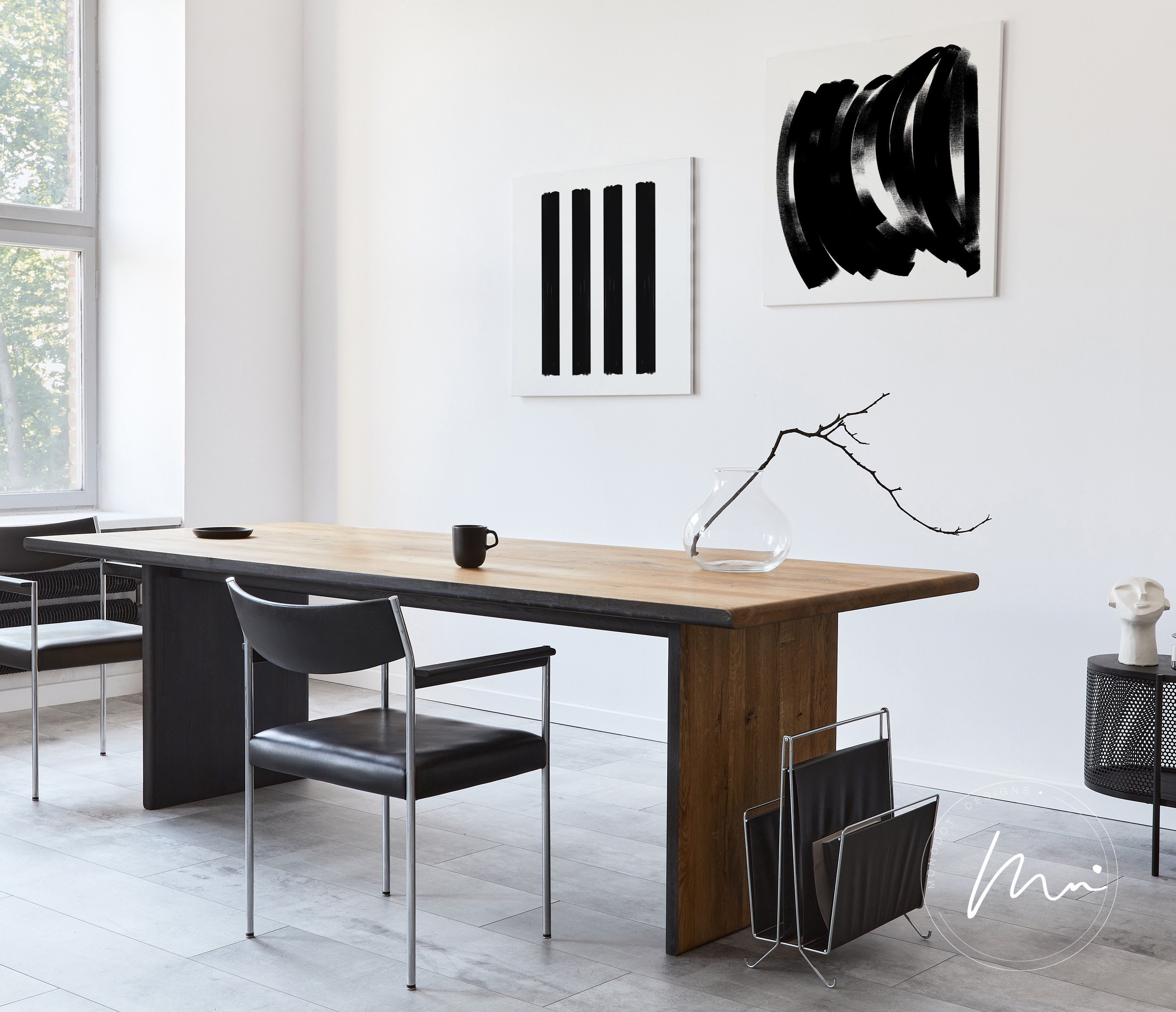 Black and White Abstract Art Print Set: Modern Minimalist Gallery Wall ...