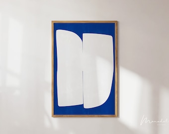 Blue Abstract Art Print: Mid-Century Modern Wall Decor (Digital Download)