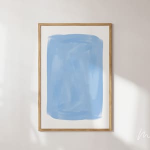 Pintura abstrata simples azul claro moderna para impressão arte de parede impressão minimalista para decoração de sala de estar