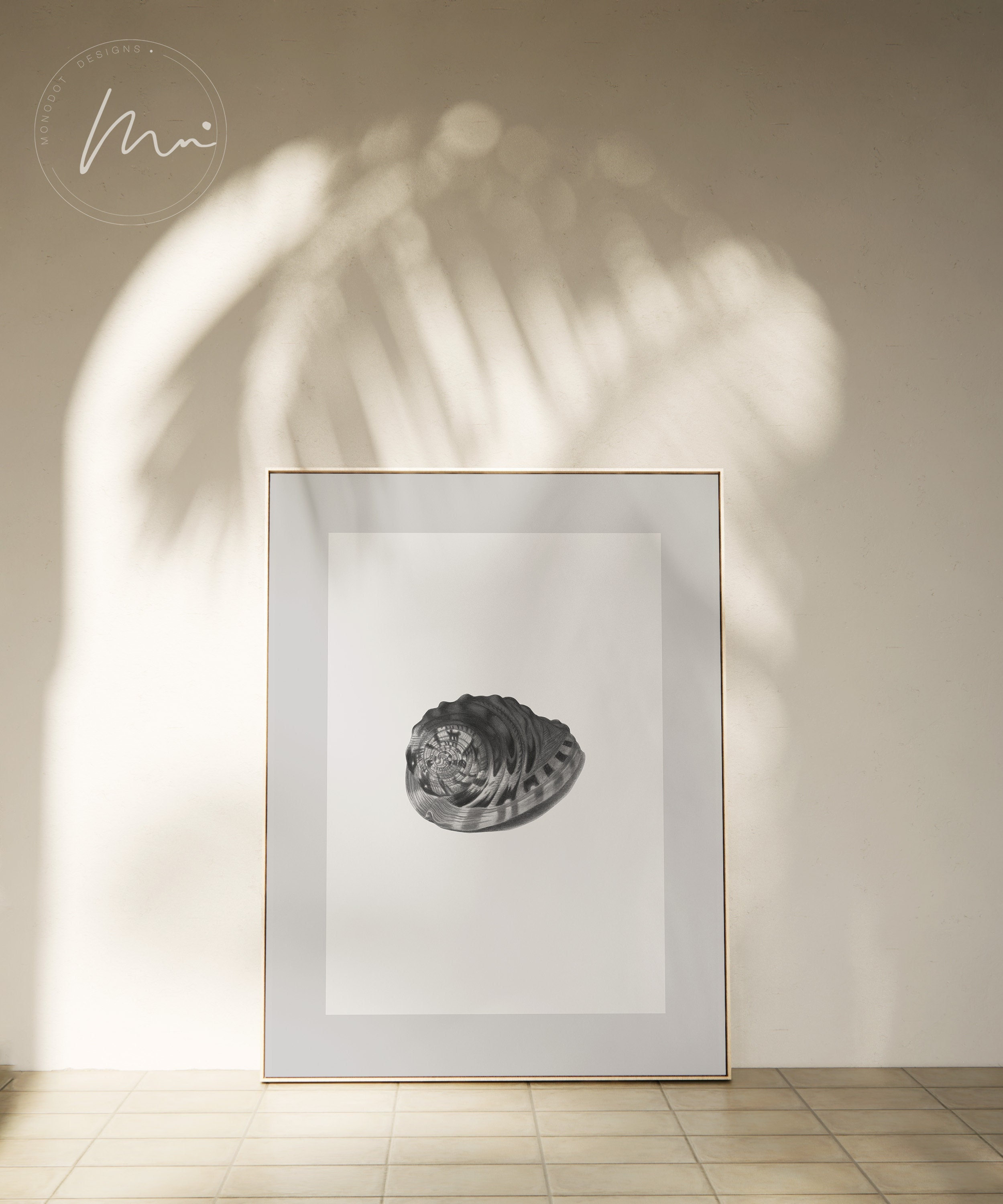 Black and White Seashell Art Print: Modern Coastal Decor (Digital Download)