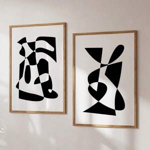Minimalist Wall Art Set of 2 Modern Wall Art 2 Piece Set Black and White Art Monochrome Print Abstract Art For Living Room Bedroom Art