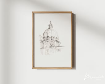 St. Peter's Square Rome Print: Minimalist Architecture Drawing (Digital Download)