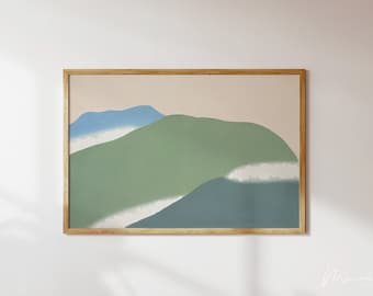Green and Blue Mountain Art Print: Vintage Japanese Landscape (Digital Download)