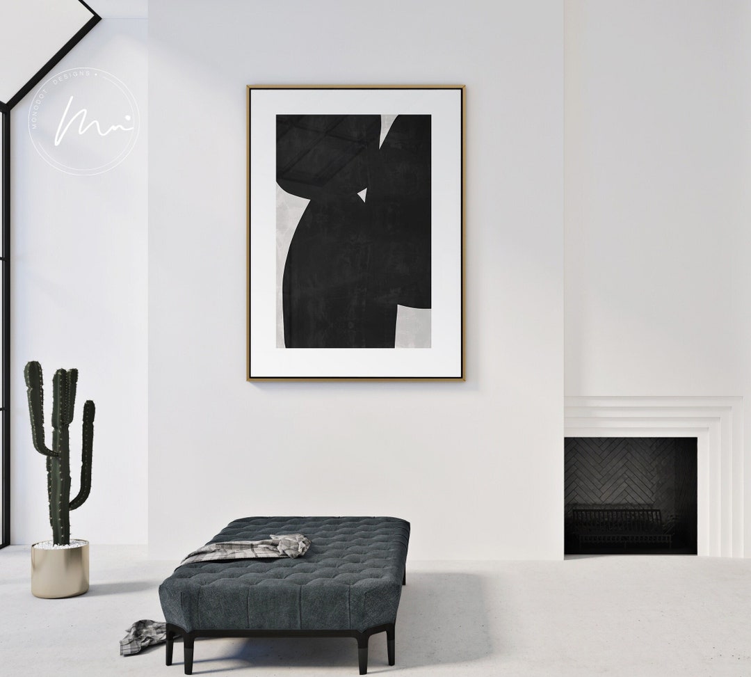 Black and White Abstract Art Print: Modern Minimalist Decor (digital ...