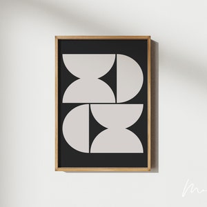 Black and White Geometric Shape Art Print Modern Abstract Wall Art Minimalist Decor.