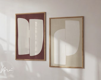 Abstract Terracotta Beige Wall Art Set (Digital Download)