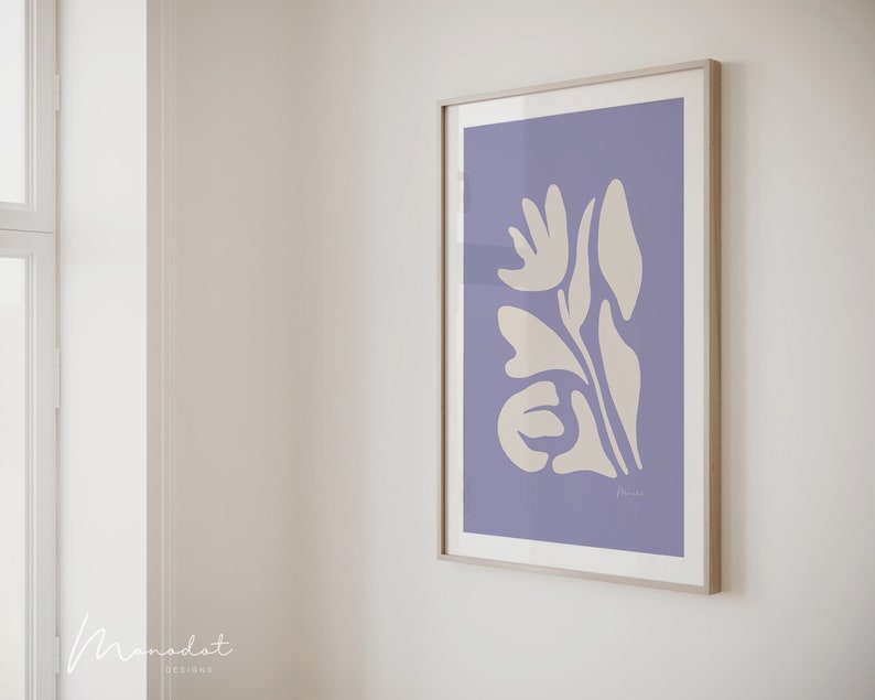 Pastel Purple Flower Wall Art Print Abstract Botanical Wall Etsy