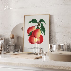 Vintage Pear Print: Retro Kitchen Fruit Market Poster (Digital Download)