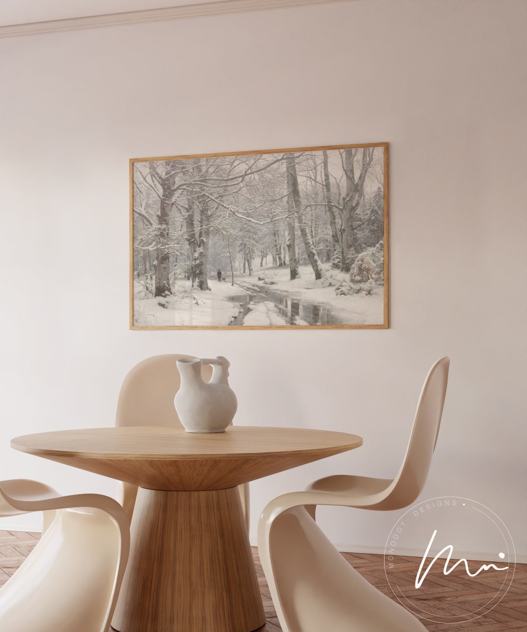 Snowy Winter Landscape Print, Rustic Winter Art Print, Vintage Forest ...