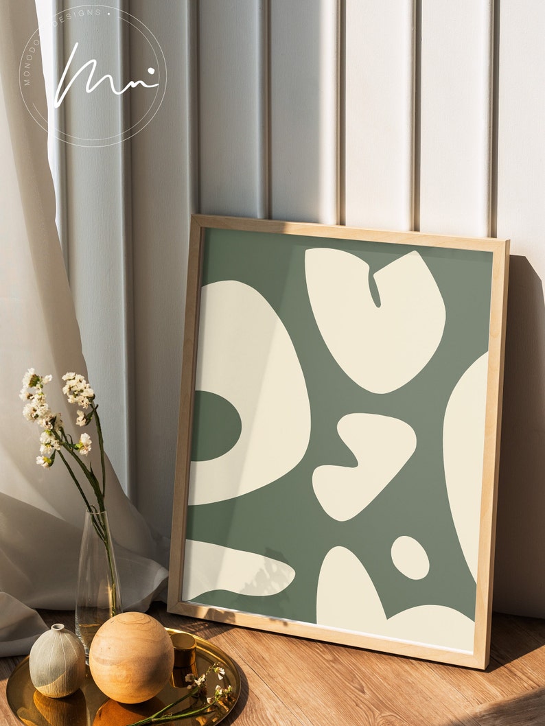 Green Geometric Art Print: Mid-century Modern Wall Decor (digital ...