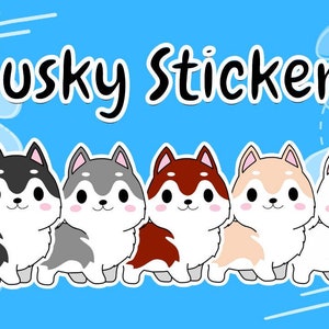 Chibi Siberian Husky Stickers Lindo Perro Cachorro Raza Art Kawaii Amante de las mascotas Regalo Animales Dibujos animados Scrapbooking Laptop Botella de agua Decoración de calcomanías
