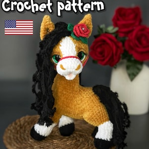 Horse crochet pattern, crochet unicorn, crochet amigurumi, crochet plush, pony, crochet animals, ENGLISH PDF, DIY tutorial