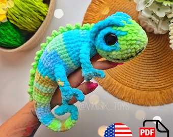Crochet Chameleon Pattern, Kids Toy Pattern, Crochet Tutorial PDF.