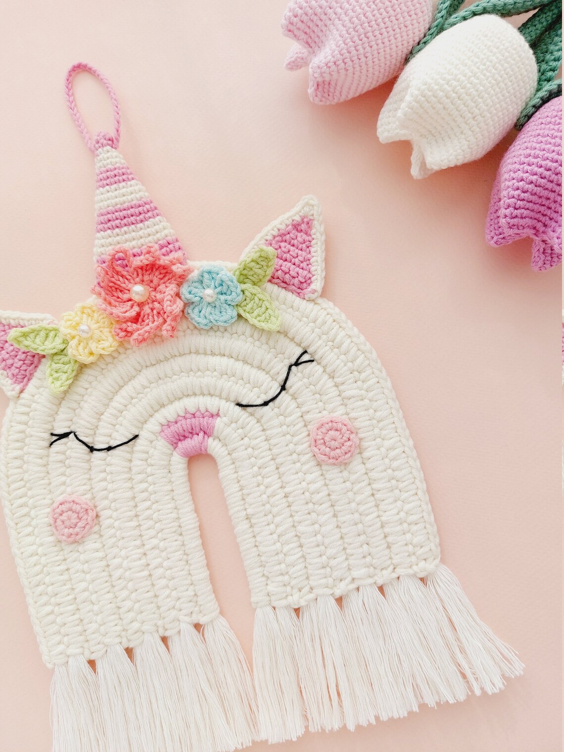 Crochet Unicorn Wall Hanging Pattern Pastel Unicorn Decor Etsy UK