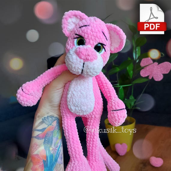 Preview of Crochet pattern Pink Kitty, toy pattern for kids, crochet tutorial in PDF format. by ThreadTutorial