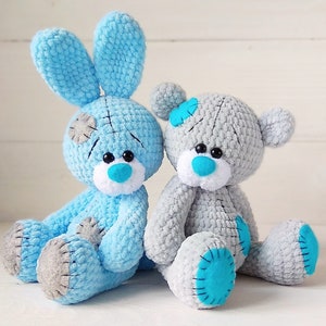 Crochet pattern bear and bunny with blue nose / easy to follow amigurumi pattern image 4