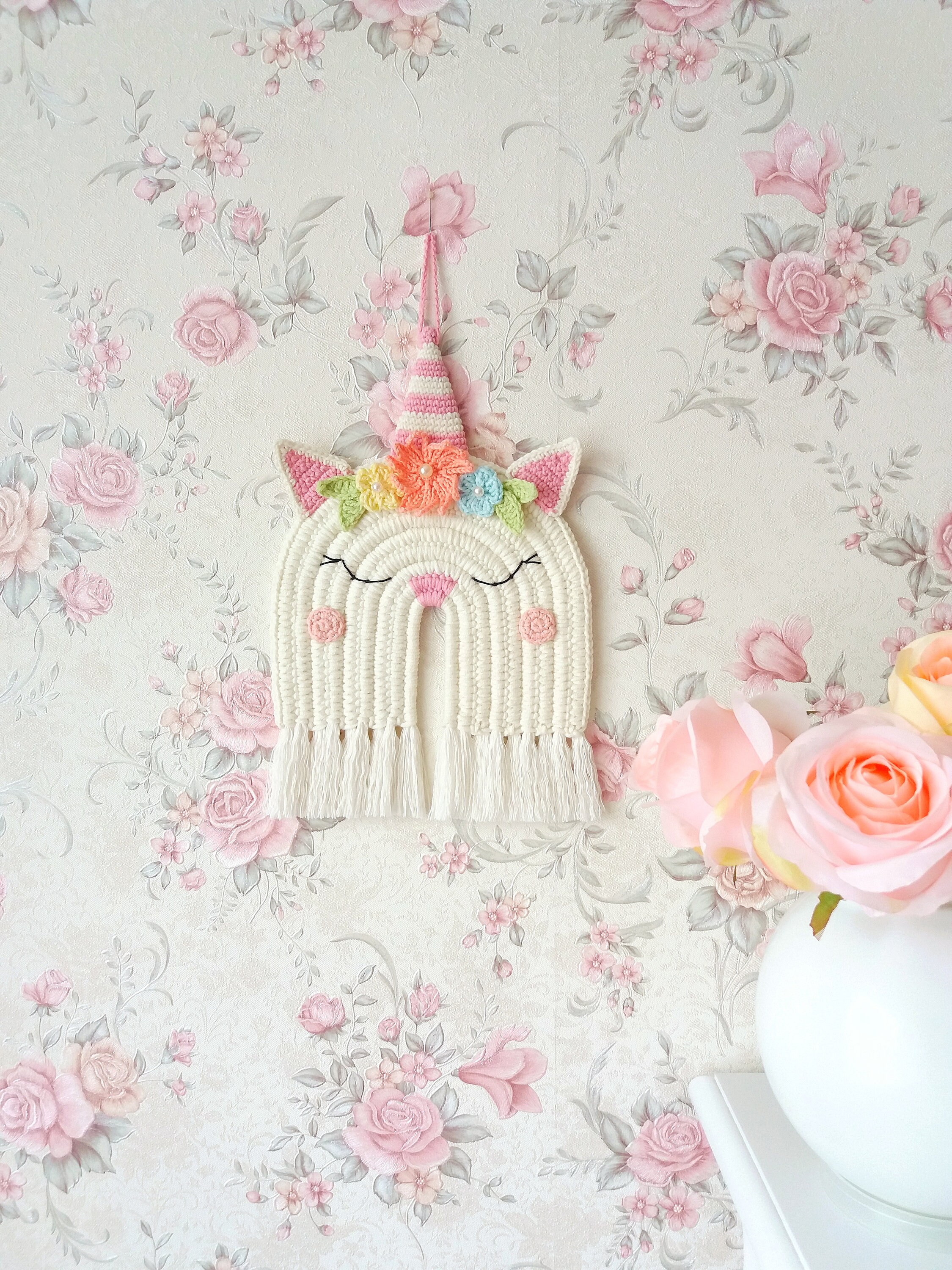 Crochet Unicorn Wall Hanging Pattern Pastel Unicorn Decor Etsy UK