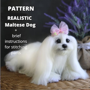Pattern Maltese Dog. Realistic sewing toy, Maltese dog, Stuffed Animals