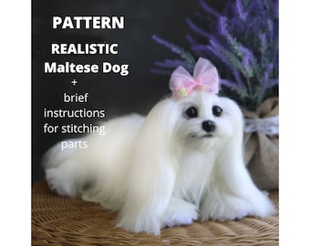Pattern Maltese Dog. Realistic sewing toy, Maltese dog, Stuffed Animals