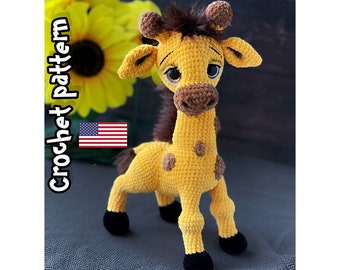 Crochet giraffe pattern, giraffe plushie, amigurumi giraffe, safari crochet, ENGLISH PDF, DIY tutorial